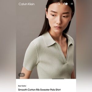 Calvin Klein Smooth Cotton Rib Sweater Polo Shirt